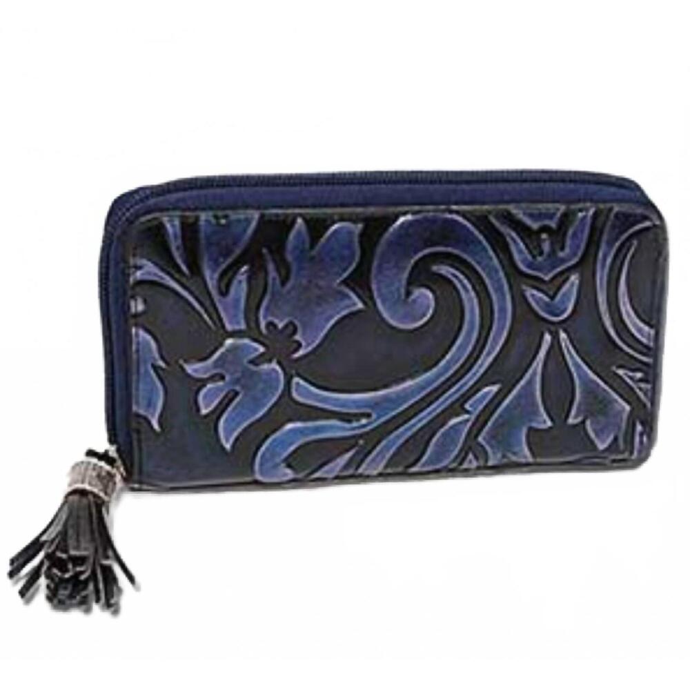NEW MC HANDBAGS women's odessa embossed leather wallet in black